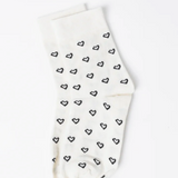 S+G Cream Socks with Black Hearts