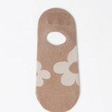 S+G No Show Socks With Taupe Flowers