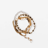 S+G Bracelet Set of 4 Gold Beads & Pearls