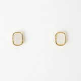 S+G Earrings Gold Mother of Pearl Cube