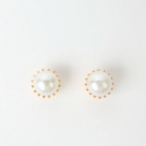 S+G Earrings Gold Mother of Pearl Dome