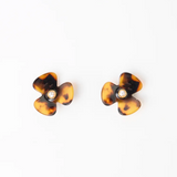 S+G Earrings Tortishell Flower