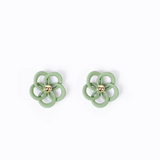 S+G Earrings Flower Outline Granite Green
