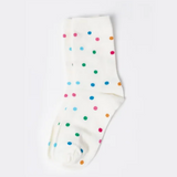S+G White Socks with Rainbow Dots