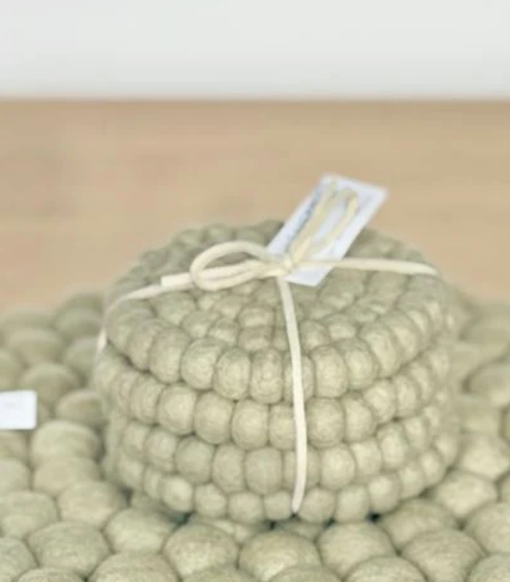 Sheepish Design - Felt Ball Coasters