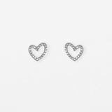 S+G Earrings Silver Crystal Heart Outline
